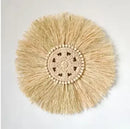 Axyaa Raffia Bead Wood Mirror: Acrylic Decorative Wall Hanging for Bedroom