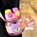 Axyaa Kawaii Bear 1L Water Bottle with Straw and Strap