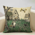 Axyaa Enchanted Forest Tree House Pillow Cover for Home Decor Sofa