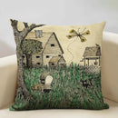 Axyaa Enchanted Forest Tree House Pillow Cover for Home Decor Sofa