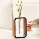 Axya Walnut Wood Test Tube Vase Glass Tabletop Decoration Design for Living Room
