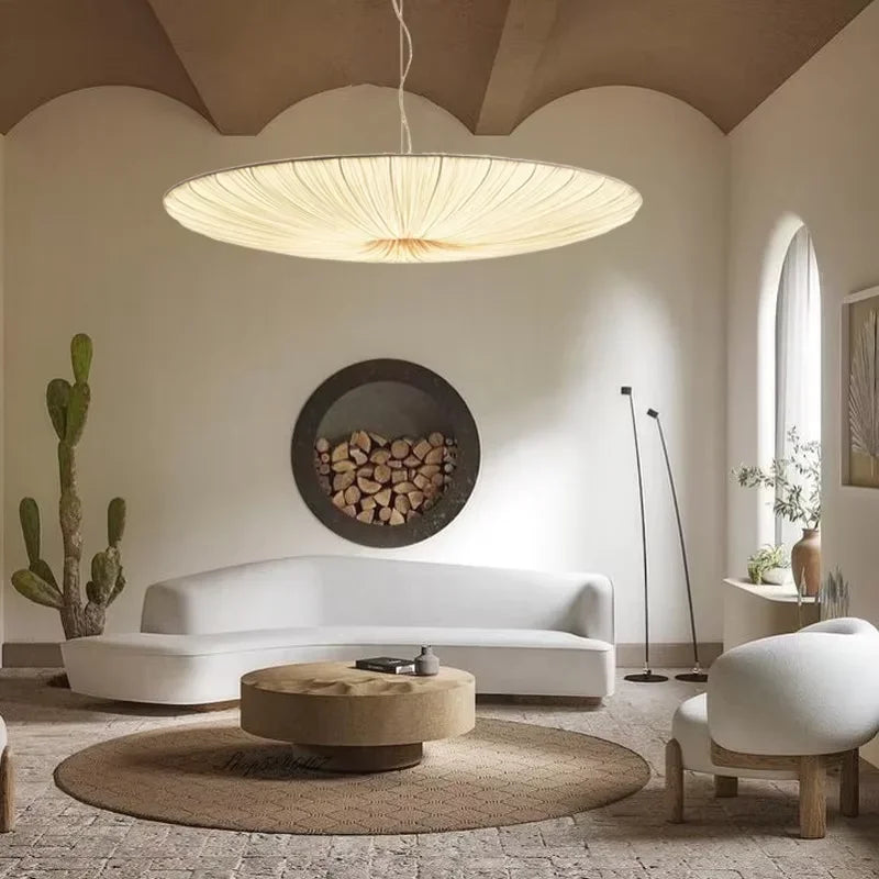 Axyaa White Fabric LED Ceiling Light for Living Room, Bedroom, Restaurant