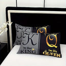 Axyaa Black Grey Color Blocking Crown Letter Duvet Cover Set for Queen King Size