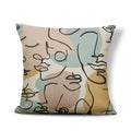 Axyaa Geometric Abstract Face Linen Cushion Cover 45x45Cm