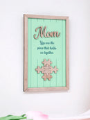 Axyaa Wooden 'Mom' Puzzle Frame, Green Wall Art Ornaments, Home Decor, Mother's Day Gift