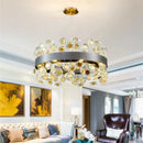 Axyaa Luxury Crystal Chandelier: Modern Pendant Lighting for Living Room, Kitchen, or Island.