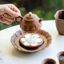 Axyaa Lotus Tea Tray with Gilded Silver Details & Handmade Rock Mud Pot
