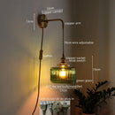 Axyaa Vintage Green Glass Copper Wall Lights with LED and Pull Chain Switch