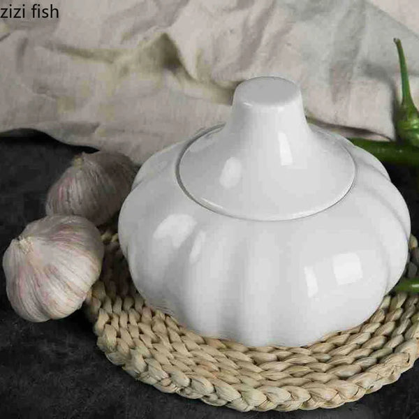 Axya Ceramic Garlic Storage Jar - Kitchen Household Container