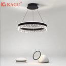 Axyaa LED Crystal Pendant with Black & White Ring Design for Modern Minimalist Home Lighting