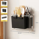 Axyaa Wall Mount Cutlery Holder Knife Chopstick Organizer Rack Kitchen Utensil Storage