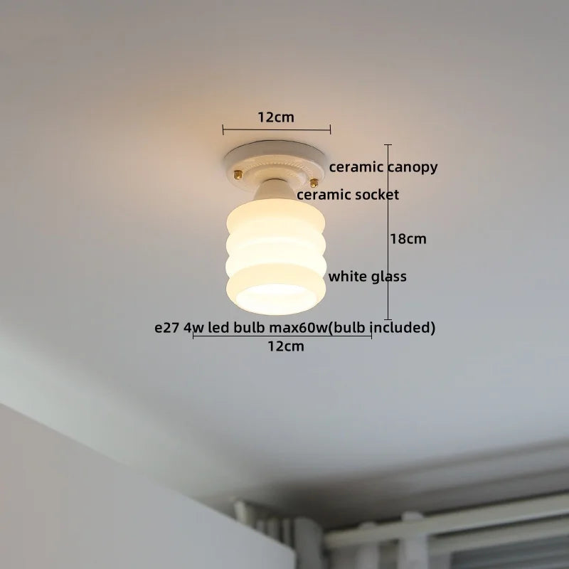 Axyaa Ceramic LED Ceiling Light - Creamy White Nordic Indoor Lamp