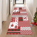 Axyaa Reindeer Christmas Tree Print Runner Rug Non-slip Bedroom Bedside Mat