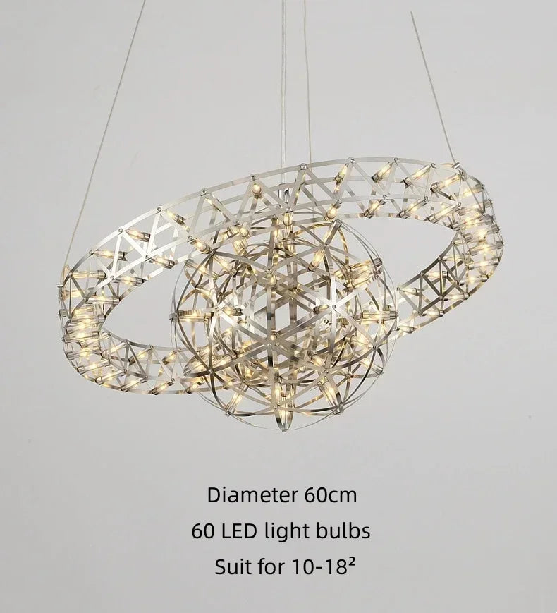 Axyaa Nordic Star Spark Chandelier, Stainless Steel LED Home Lighting