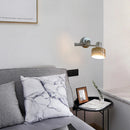 Axyaa Chrome & Wood Long Arm Wall Sconce - E27 Bulb - Ideal for Reading, Study, Bedroom, Office