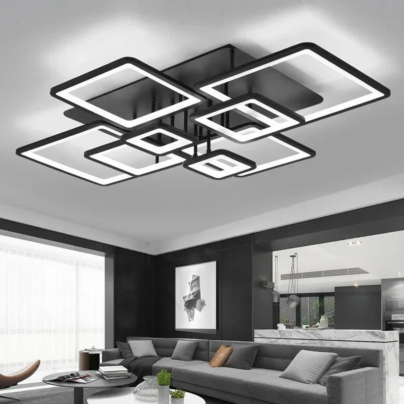 Nordic Black LED Ceiling Lamp for Modern Living Room, Bedroom, Study, Dining Room by Axyaa