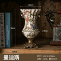 Axyaa Retro Ice Crack Ceramic Vase, European Double-Ear High-Footed Home Decor
