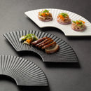 Axyaa Ceramic Sushi Platter Set, Striped & Irregular-Shaped Plates for Stylish Dining