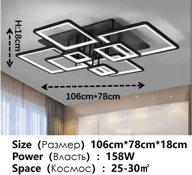 Nordic Black LED Ceiling Lamp for Modern Living Room, Bedroom, Study, Dining Room by Axyaa