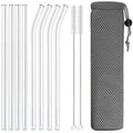 Glass Straws Set for Smoothies & Cocktails - Axyaa Eco-Friendly Reusable Straws