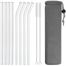Glass Straws Set for Smoothies & Cocktails - Axyaa Eco-Friendly Reusable Straws