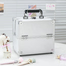 Axyaa 4-Tier Extra Large Makeup Train Case, Lockable Travel Cosmetic Organizer