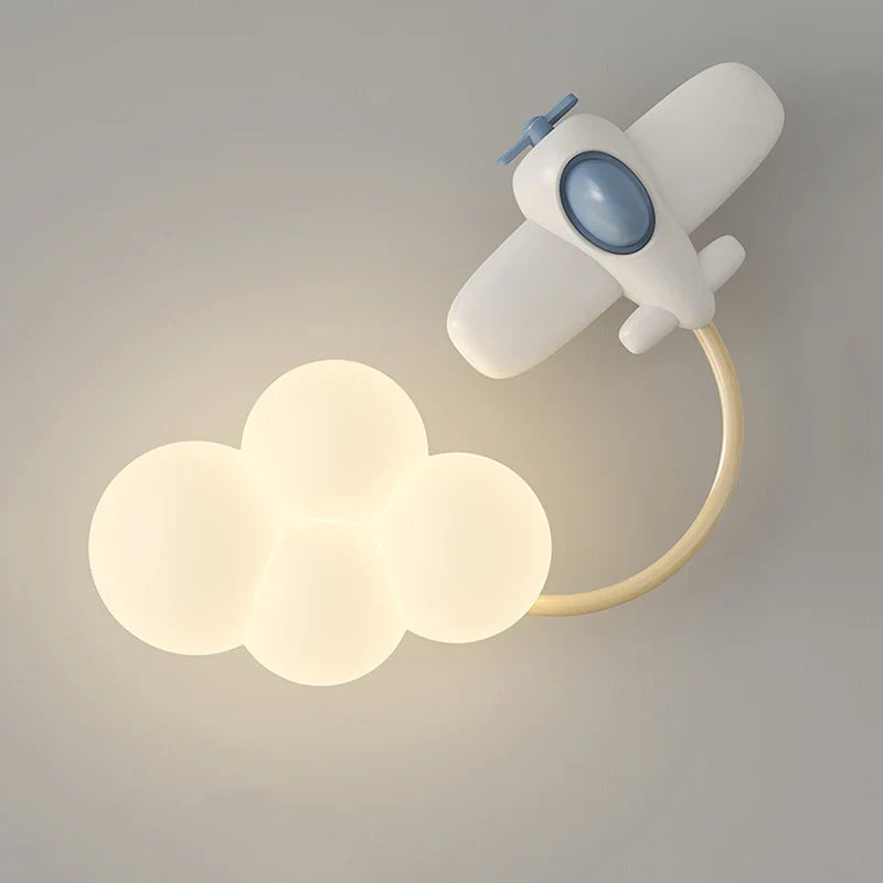 Axyaa Cartoon Airplane Wall Light in Rainbow Theme for Children's Bedroom