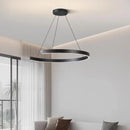 Axyaa Modern Semicircular LED Chandelier for Dining Living Bedroom in Black White
