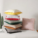 Axyaa Pompom Cushion Cover for Home Decor - 45x45cm - Yellow Purple Green Black