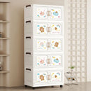 Axyaa 6 Tier Foldable Storage Box with Rolling Wheels for Home Organization