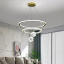 Axyaa Crystal LED Pendant Lamp with Remote Control, Dimmable Chandelier for Home Decor