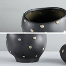 Axyaa Black Resin Flower Pot Gold Point Vase Home Decor Irregular Floral Arrangement