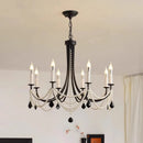 Axyaa Black Metal Candle Chandelier LED Pendant Lights for Living Room Home Decor