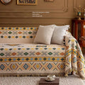 Axyaa Floral Sofa Cover with Tassels for Home Decor