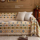 Axyaa Retro Oil Painting Design Sofa Cover with Tassels for Home Decor