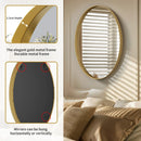 Axyaa Brass Framed Oval Wall Mirror for Entry Living Room Bathroom Decor
