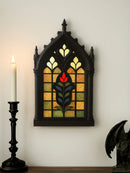 Axyaa Vintage Church Window Style Floral Wooden Wall Hanging Gothic Art Ornament