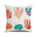 Axyaa Coral Marine Life Watercolor Cushion Cover Ocean Fish Linen Pillowcase