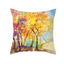 Axyaa Autumn Gold Red Forest Plush Cushion Cover: Vintage Oil Painting Pillowcase