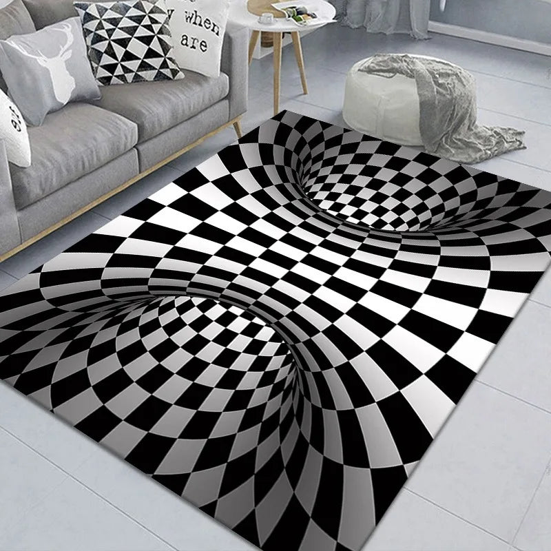 Axyaa 3D Optical Illusion Entrance Carpet: Trippy Living Room Rug for Hallway, Bedroom, Bathroom