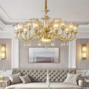 Axyaa Luxury Brass Chandelier: LED Retro Pendant Lamp for Home, Hotel, Cafe