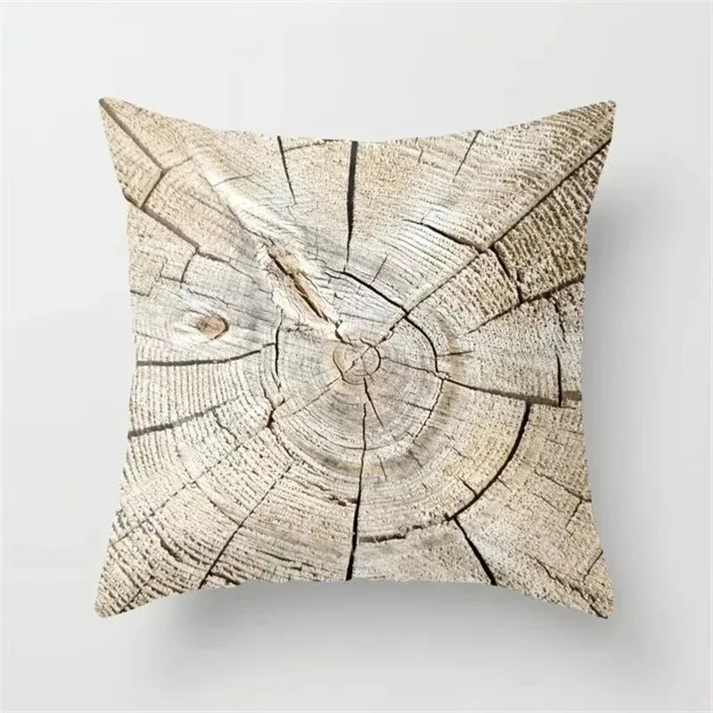 Axyaa Wood Texture Marble Pillowcases - Geometric Cushions Case for Home Decor