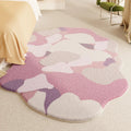 Axyaa Plush Pink Pattern Rug for Bedroom, Fluffy Soft Living Room Carpet