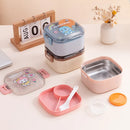 Axyaa Cartoon Kids Stainless Steel Lunch Box Spoon Bento Container