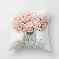 Axyaa Pink Flower Pattern Decorative Cushion Cover for Sofa Pillows - Polyester Material