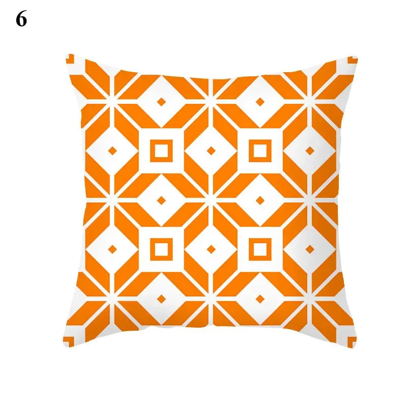 Orange Geometric Leaf Lines Pillowcase by Axyaa - Home Decor and Cozy Throw Pillows