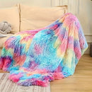 Axyaa Rainbow Faux Fur Blanket: Cozy, Fluffy, Warm for Couch & Bed