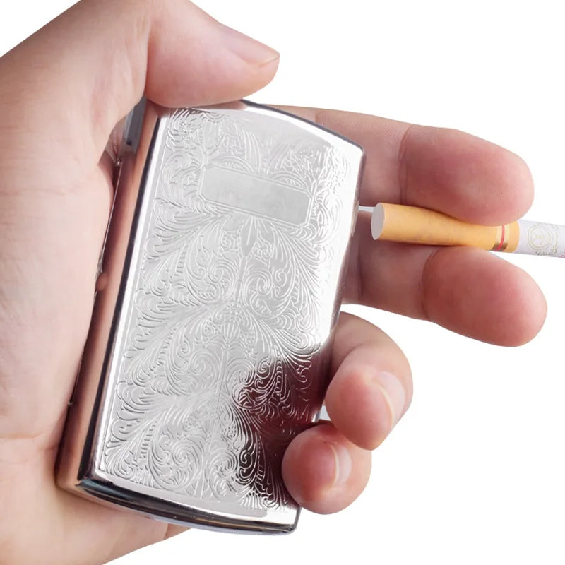 Axya Chrome Plated Metal Cigarette Case with Gift Box, Portable & Anti-Pressure