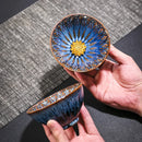 Axyaa Kiln Ceramic Teacups: Hand-Inlaid Kung Fu Design for Travel & Meditation
