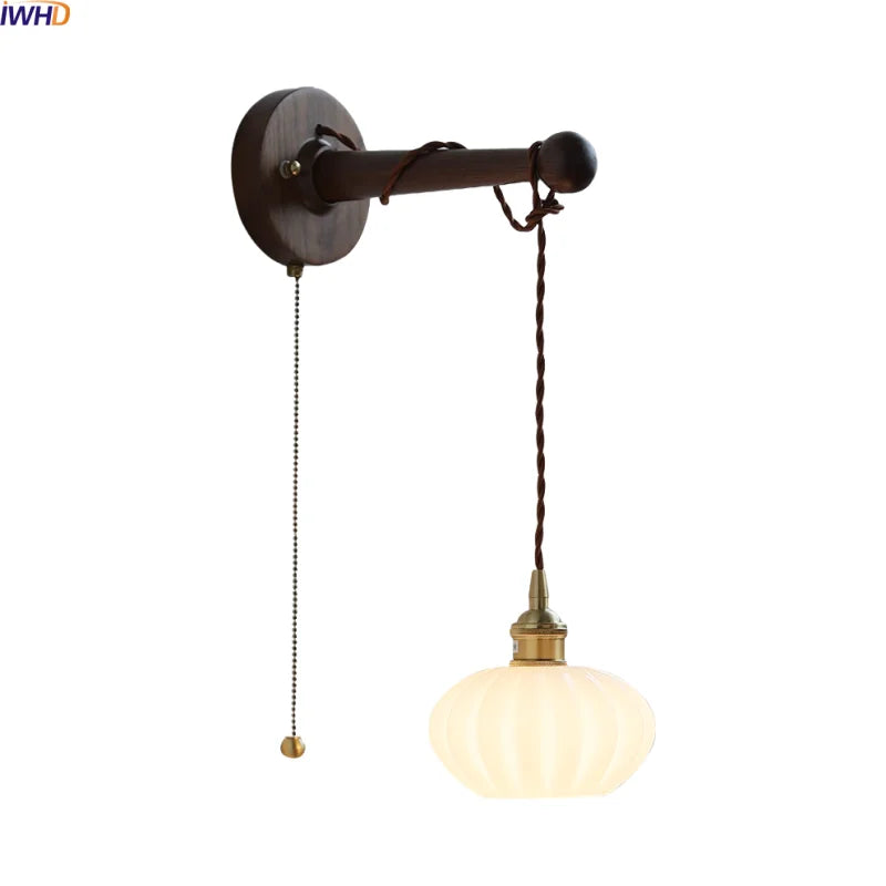 Axyaa White Pumpkin Glass LED Wall Light for Home Lighting Fixture
